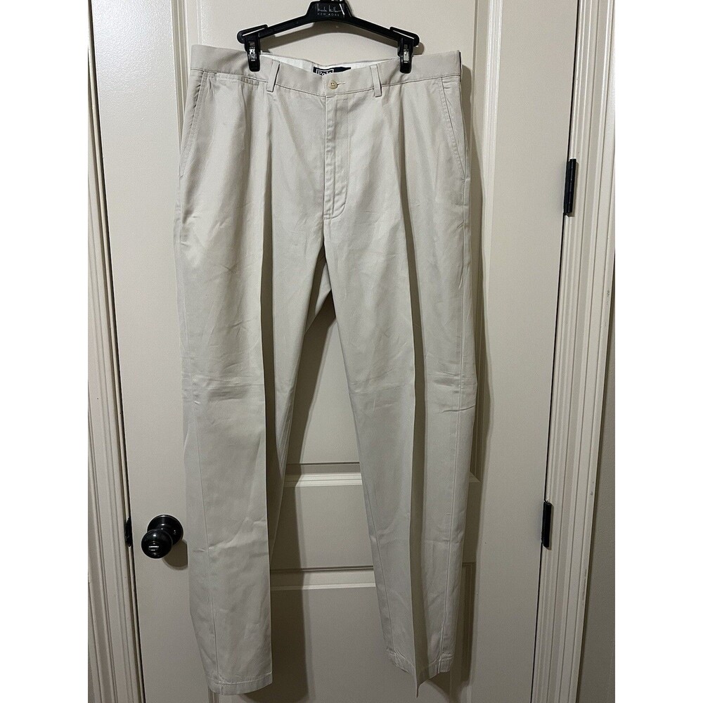 Polo Ralph Lauren Pants Men's 35 x 32 Beige Khaki Flat Front Prospect Chinos